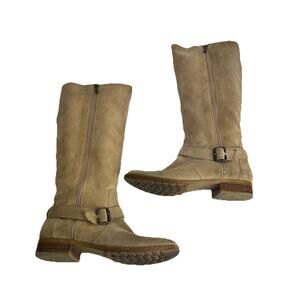 Kenneth Cole Reaction Skinny Love Beige Suede Boots Women's Size 10